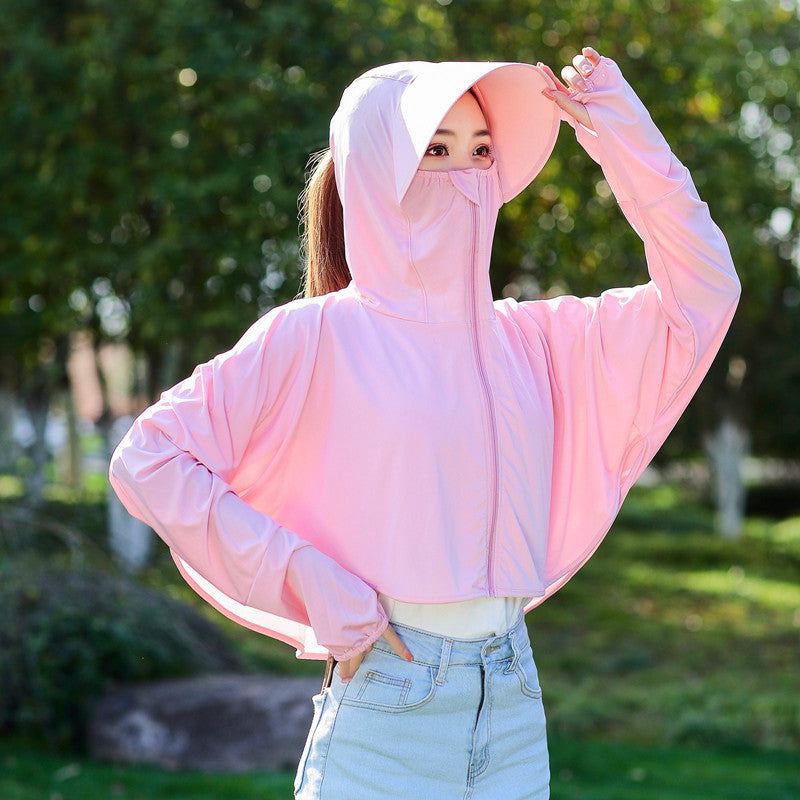 Cycling Sunscreen Clothes Women's Ice Silk Thin Sunshade Clothes Riding Electric Car Training Long-sleeved Beach Travel Jacket