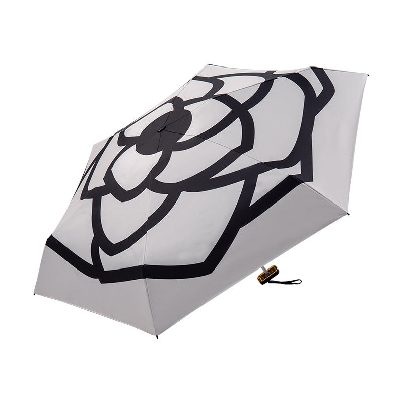 Umbrella Camellia Vinyl Sunscreen Parasol Ultra-light Mini Five folding Pocket Sun Umbrella Wholesale Special Offer