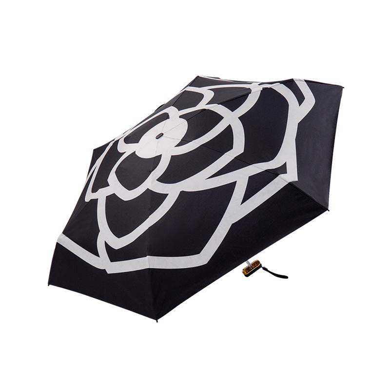 Umbrella Camellia Vinyl Sunscreen Parasol Ultra-light Mini Five folding Pocket Sun Umbrella Wholesale Special Offer