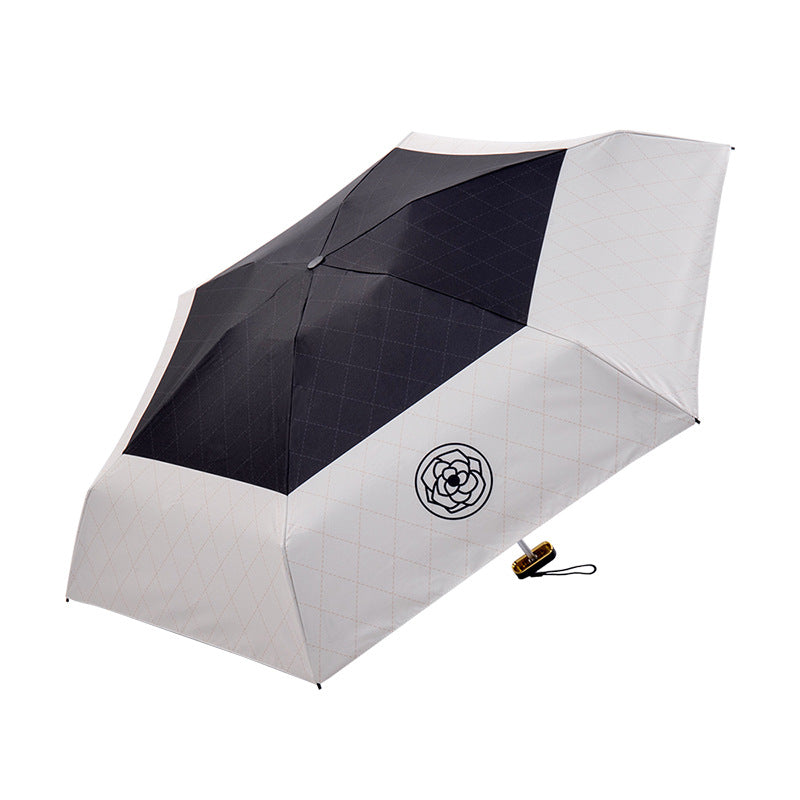 Umbrella Camellia Vinyl Sunscreen Parasol Ultra-light Mini Five folding Pocket Sun Umbrella Wholesale Special Offer