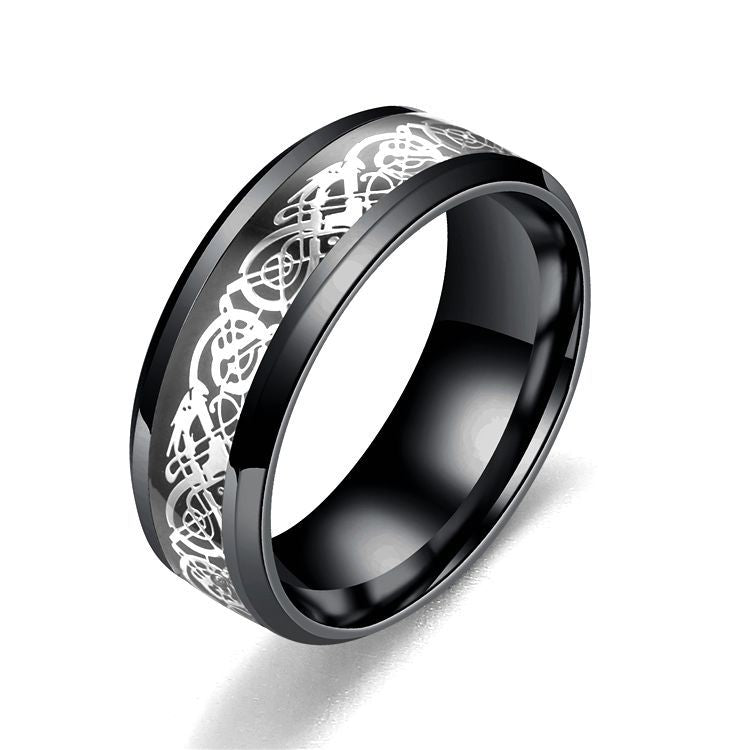 Popular Jewelry, Dragon Pattern Ring, Trendy Versatile Titanium Steel Ring, Wholesale of European and American Fashion Men's Ring