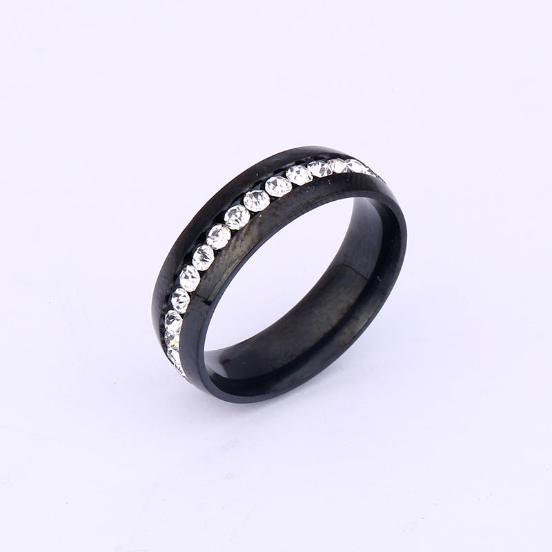 Hot Selling Titanium Steel Ring Niche Single Row Rhinestone Diamond Set Exquisite Ring Stainless Steel Jewelry Directly From The Manufacturer