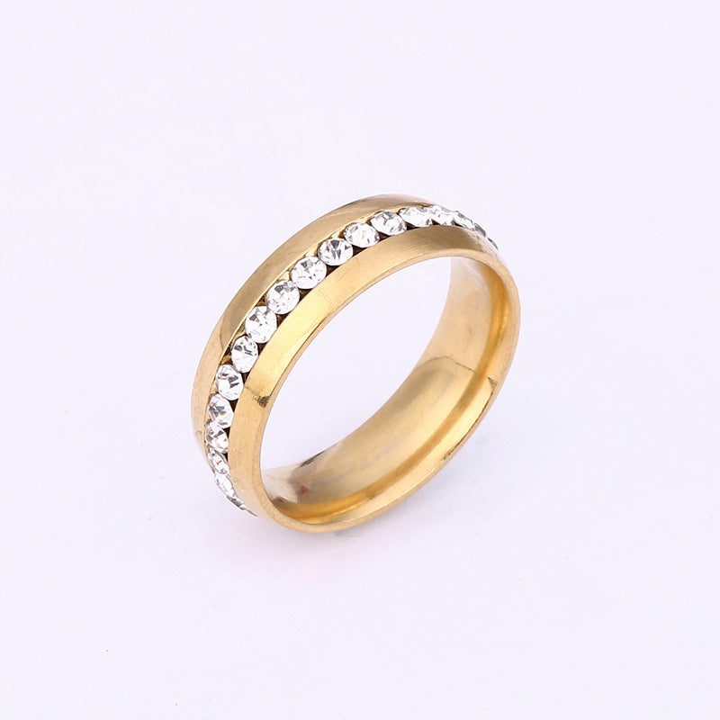 Hot Selling Titanium Steel Ring Niche Single Row Rhinestone Diamond Set Exquisite Ring Stainless Steel Jewelry Directly From The Manufacturer