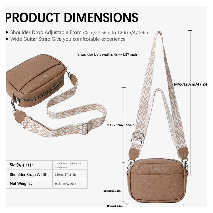 Foreign Trade Cross-border New Women's Bags Women's Wide Shoulder Straps Fashionable and Simple Commuting Casual Shoulder Messenger Bag Small Square Bag