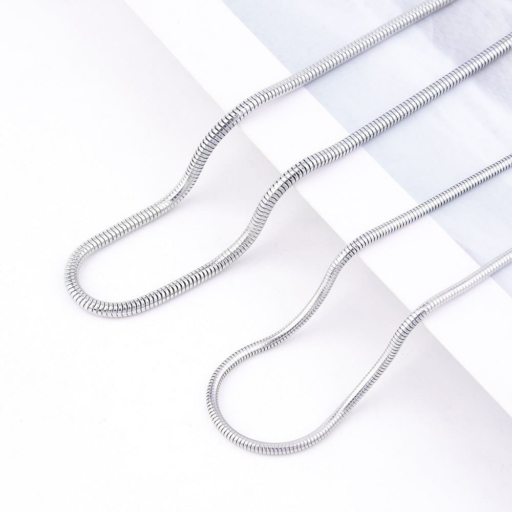 Europe and The United States Popular Stainless Steel Round Snake Chain Snake Bone Chain Spring Titanium Steel Necklace Simple Personality Clavicle Chain New Wholesale