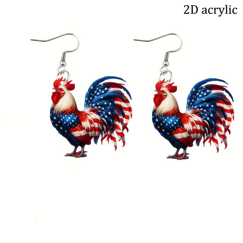 Acrylic Earrings 2025 American Flag Independence Day Flat Party Hot Sale Acrylic Chicken Earrings Earrings