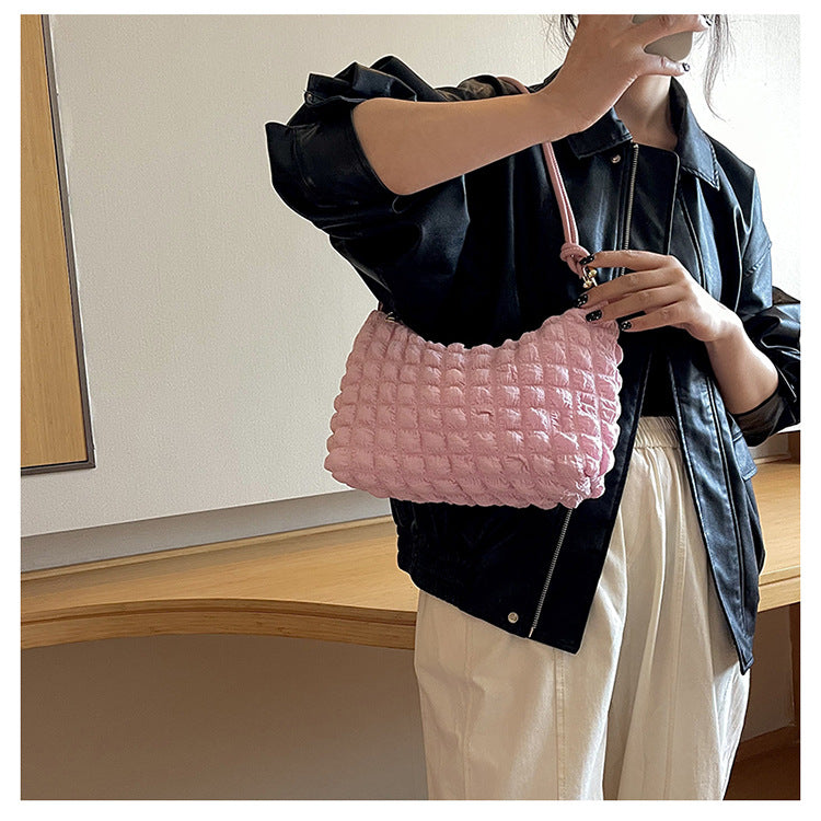 2025 Small Fresh Bubble Bag Women's Soft Folded Underarm Bag Girls Fashion Trend Shoulder Bag Korean Version Jane