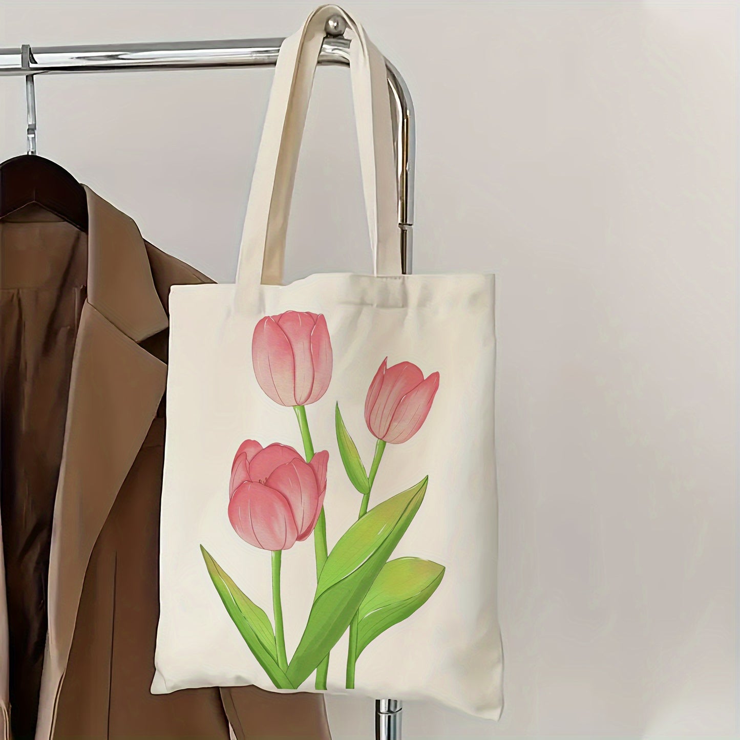 Tulip Flowe Printed Canvas Bag Tote Bag Casual Durable Shopping Bag Gift