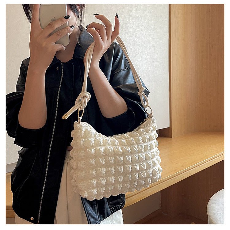2025 Small Fresh Bubble Bag Women's Soft Folded Underarm Bag Girls Fashion Trend Shoulder Bag Korean Version Jane