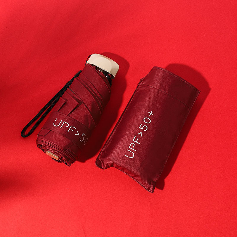 Upf50 + Flat 50% Umbrella Uv Sun Umbrella Ultra-light Small Folding Vinyl Umbrella Sunshade Anti-ultraviolet Umbrella Wholesale
