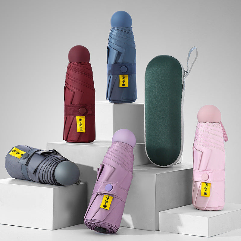 Advertising Umbrella Logo Folding Sun Umbrella Sunscreen Rain and Shine 50% Off Capsule Umbrella Promotional Gifts Umbrella Wholesale