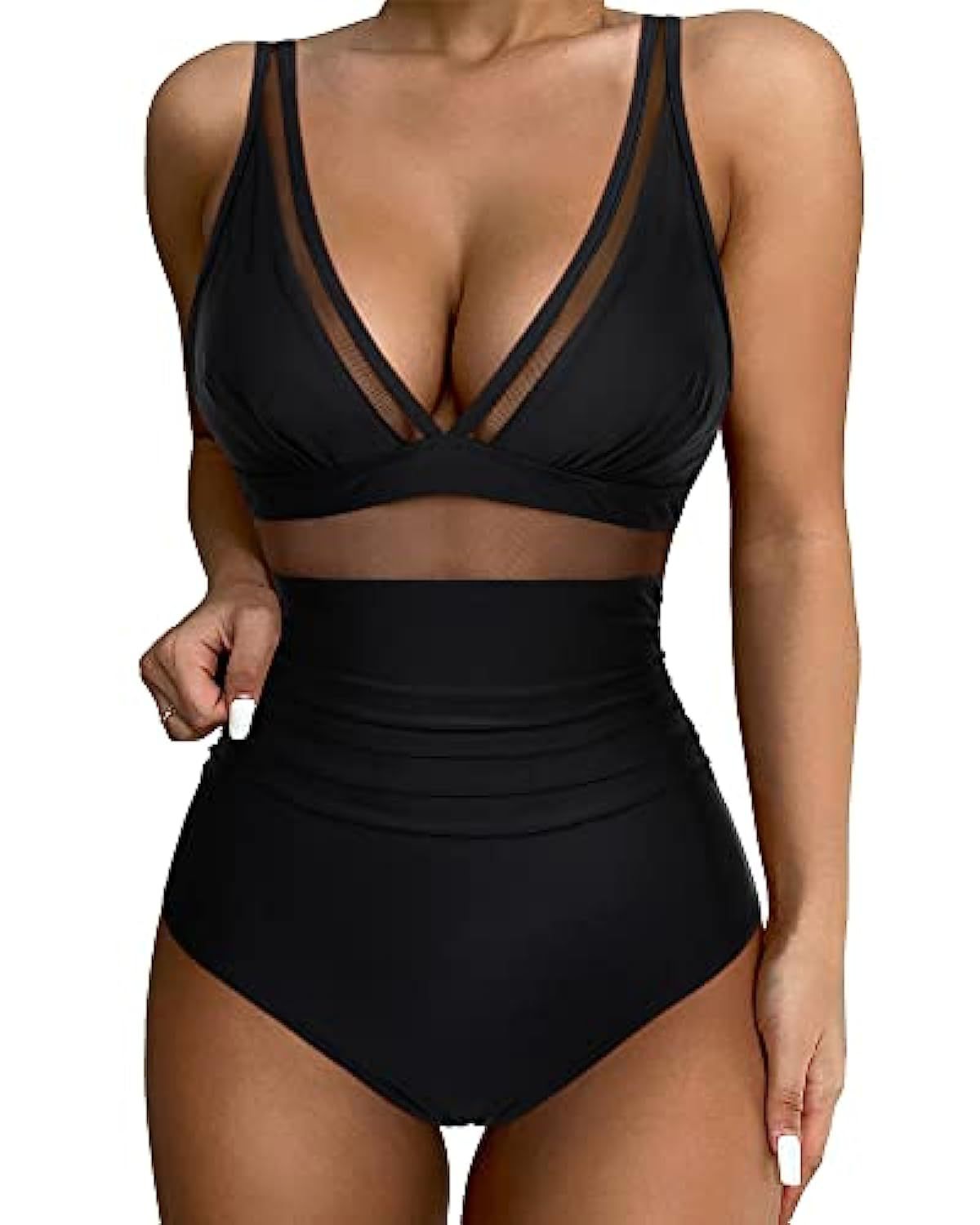 New European and American Foreign Trade Cross-border High-waisted One-piece Swimsuit Women's Tight and Sexy Amazon Hollow Popular Spot Swimsuit