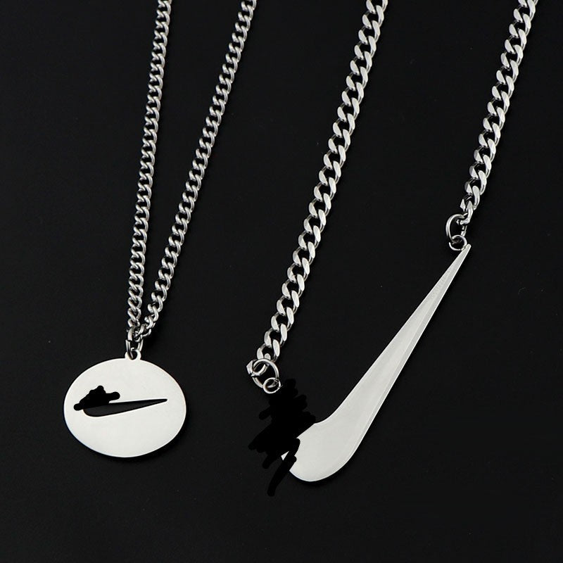 XP17 New Ins Internet Celebrity Titanium Steel Dance Hip Hop Hiphop Hook Necklace Harajuku Double Tick Couple
