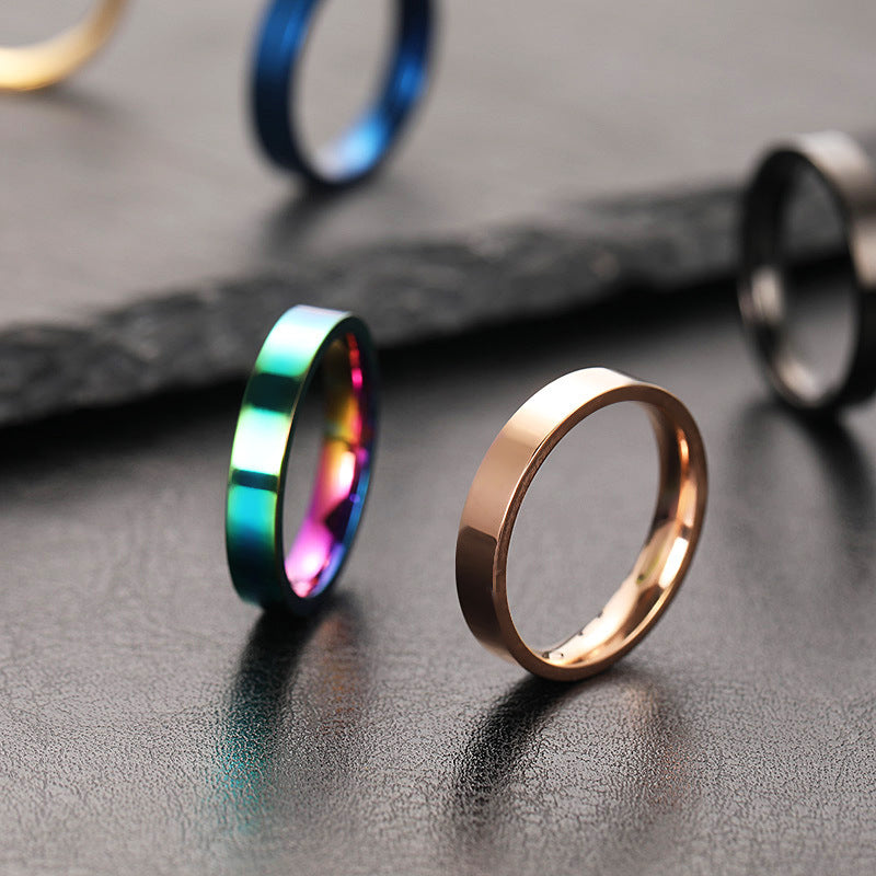 Hot-selling ring women's non-fading niche design 4mm bright surface, plain ring stainless steel jewelry couple ring