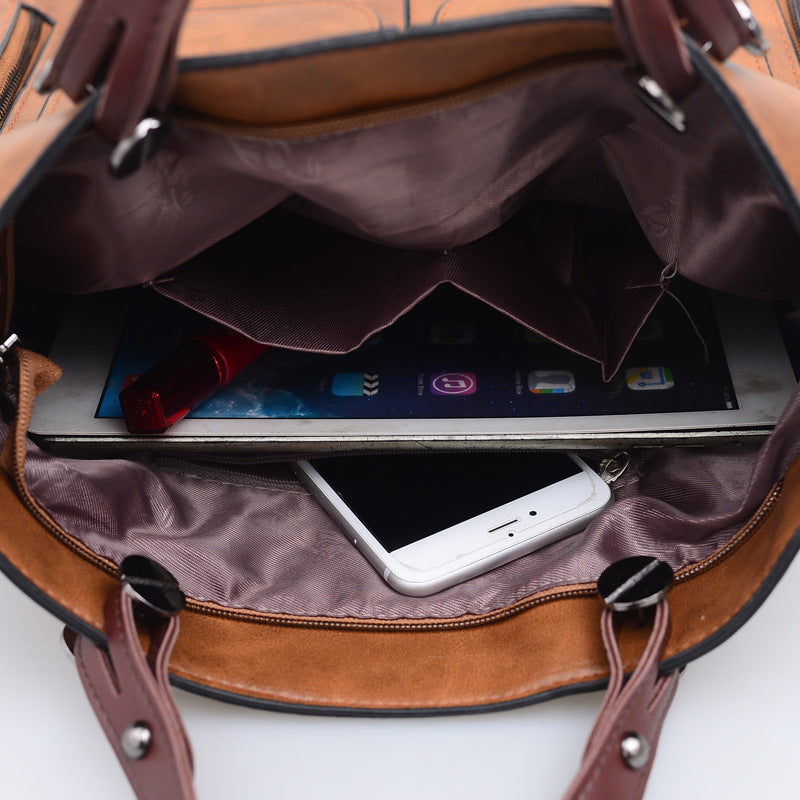European and American Foreign Trade New Women's Bags Large Bags Simple and Fashionable Women's Handbags Retro Shoulder Messenger Bags