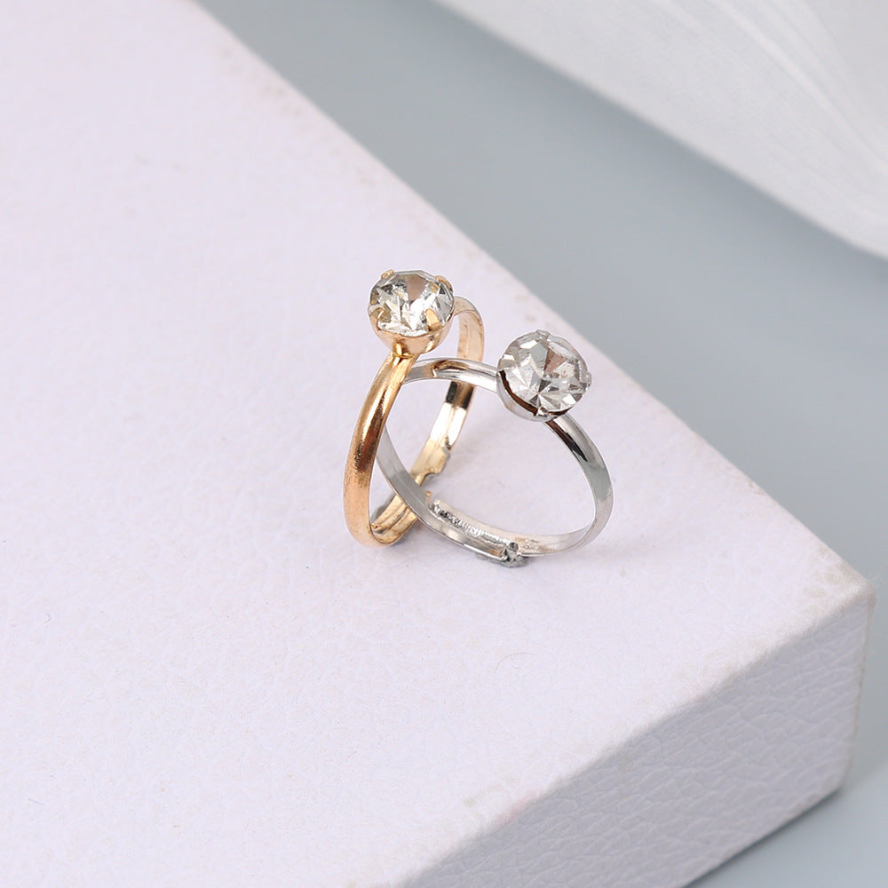 Hot-selling Jewelry Diamond Ring Foreign Trade Simple and Fashionable Living Square Claw Diamond Ring Exquisite Gift Ring