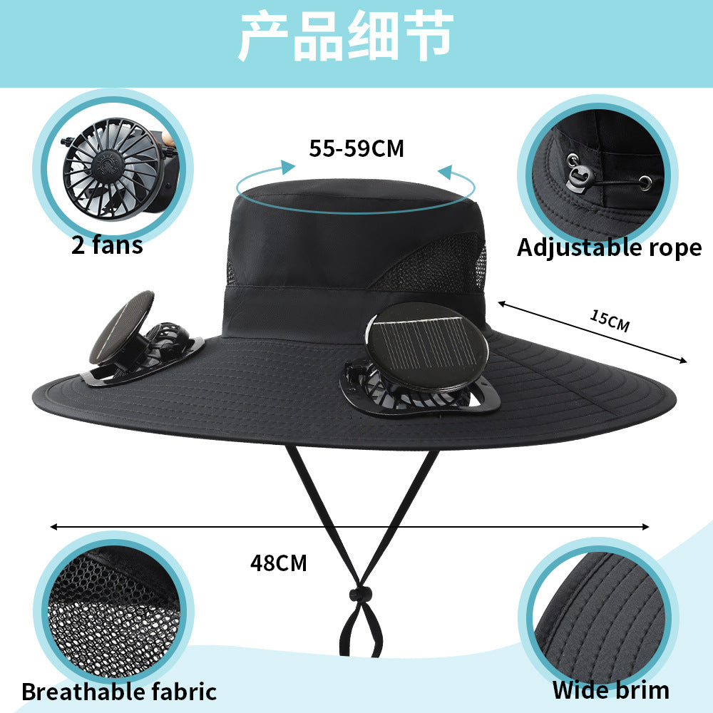UV Protection Sunshade Explosion Outdoor Summer Fishing Protection Sunscreen Air Conditioner Fan Fisherman Sun Hat