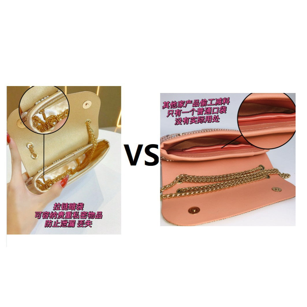 New Cross-border Celebrity Banquet Bag Chain Hand Bag Fashion Team Shoulder Messenger Bag Small Bag Diamond Dinner Bag