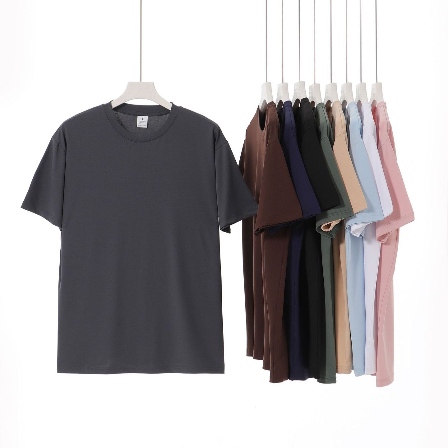 Cross-border Special European Size Quick-drying Round Neck Short-sleeved T-shirt for Men and Women Foreign Trade TikTok Polyester Ammonia Elastic Short T Wholesale