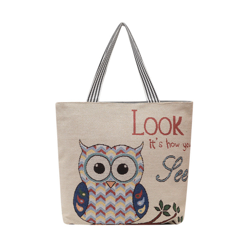 Foreign Trade Ethnic Style Retro Portable Canvas Bag Large Embroidery Shopping Fashion Shoulder Women's Bag New Matai Tote Bag