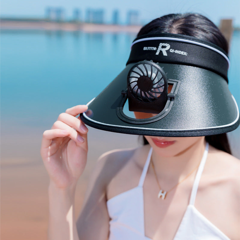 Summer Hat Empty Top Sunshade Fan Hat Travel Outdoor Sun Hat Women's Charging Big Edge Sunshade Hat Wholesale Hat