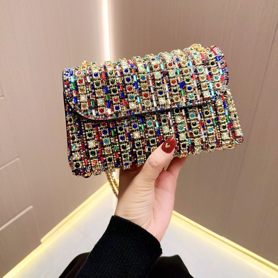 New Cross-border Celebrity Banquet Bag Chain Hand Bag Fashion Team Shoulder Messenger Bag Small Bag Diamond Dinner Bag