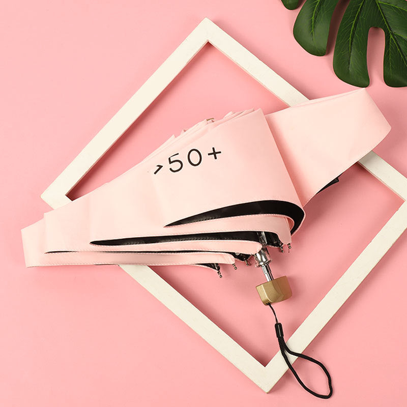 Upf50 + Flat 50% Umbrella Uv Sun Umbrella Ultra-light Small Folding Vinyl Umbrella Sunshade Anti-ultraviolet Umbrella Wholesale