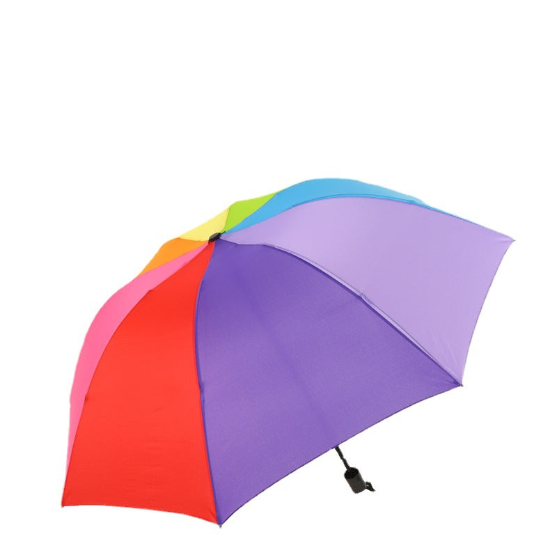 Cross-border Hand-opened Folding Rainbow Umbrella Wholesale Stall Umbrella Men and Women Promotional Umbrella Umbrella Custom Logo Advertising Umbrella