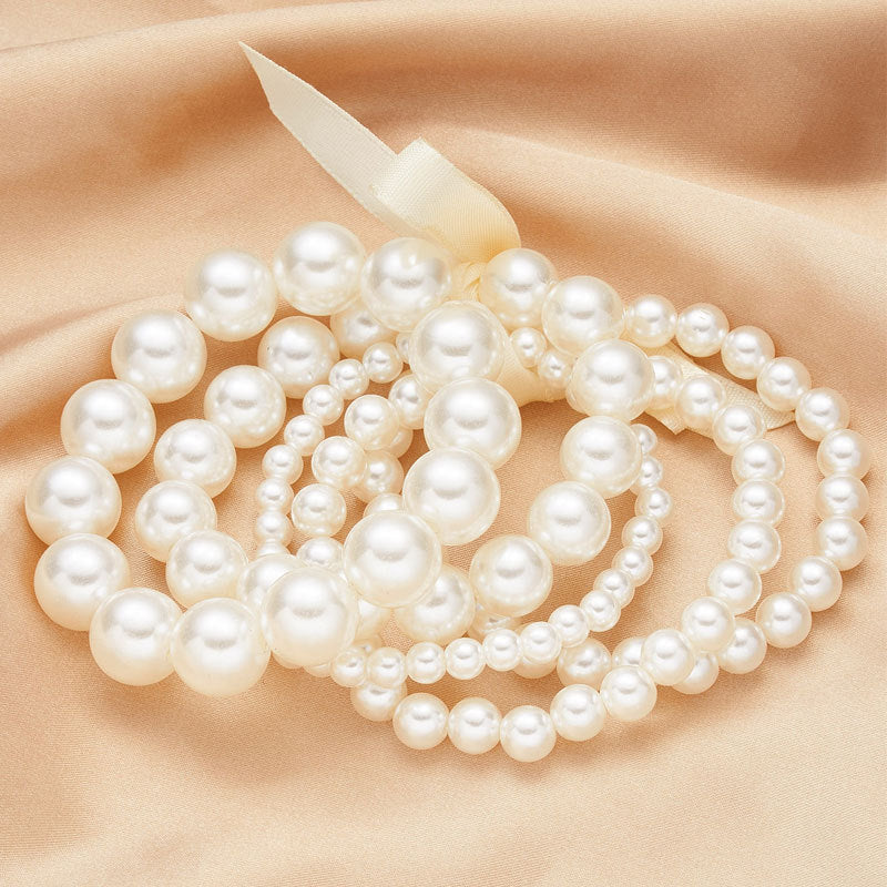 XP17 Cross-border Hot-selling Imitation Pearl Beaded Bracelet Women's 4/6/8/10/14MM Elastic Rope Bracelet Hand Jewelry