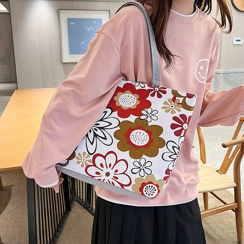 Manufacturer's New Printed Canvas Bag Wholesale Leisure Commuter Women's Fashion Portable Underarm Bag Cross-border Foreign Trade Women's Bag