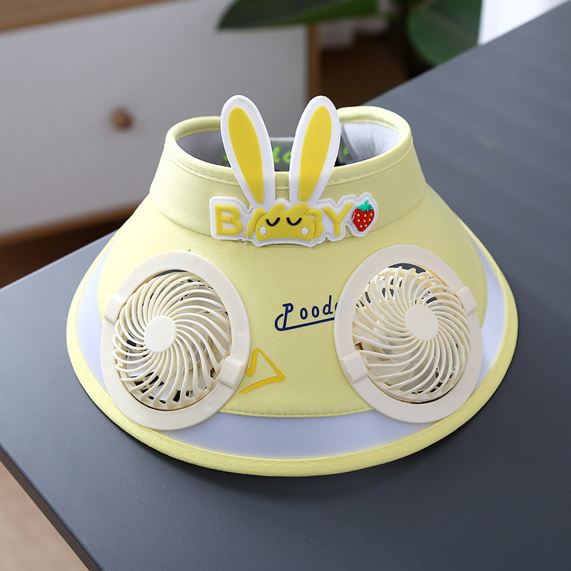 Hot selling Animal Children's Sunscreen Cap Solar Rechargeable Cap New UV Protection Empty Top Sun Hat with Fan