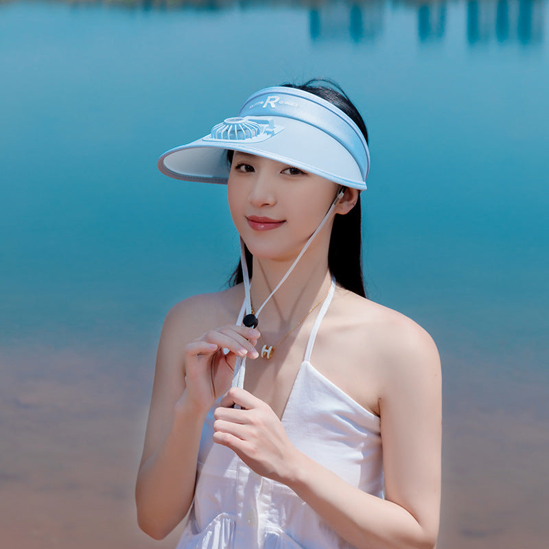 Summer Hat Empty Top Sunshade Fan Hat Travel Outdoor Sun Hat Women's Charging Big Edge Sunshade Hat Wholesale Hat