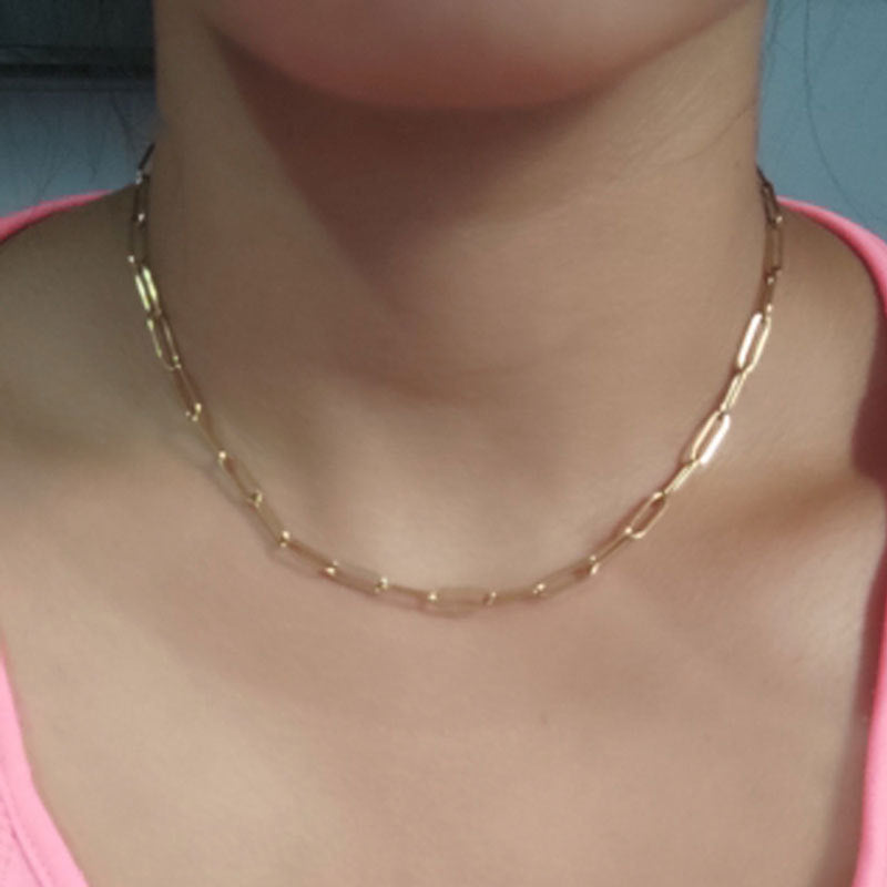Hot-selling Paperclip Thick Chain Necklace Unisex, Hip-hop Punk Simple Neck Chain Collarbone Chain Wholesale
