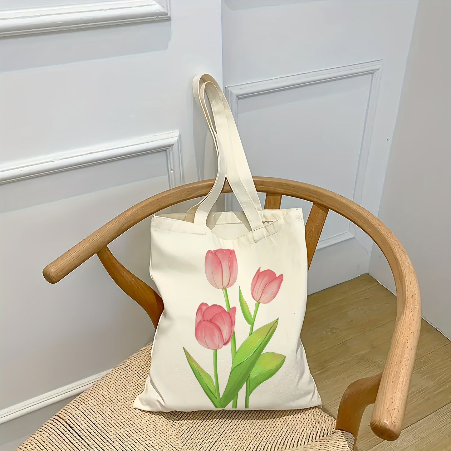 Tulip Flowe Printed Canvas Bag Tote Bag Casual Durable Shopping Bag Gift