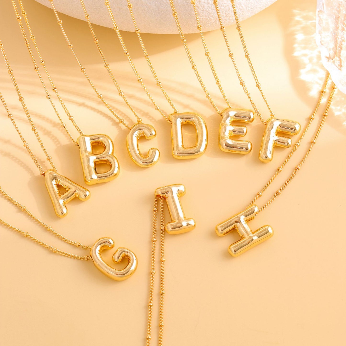Hot-selling Balloon Glossy Letter Necklace Chubby Pendant European and American Fashion Simple Collarbone Chain