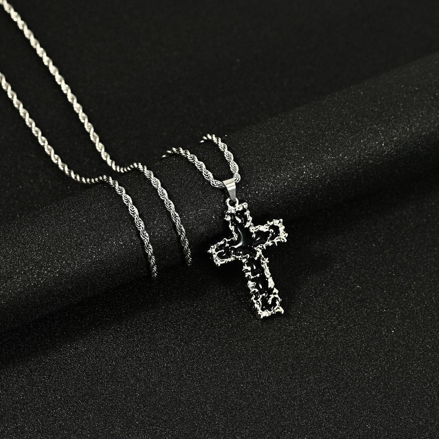 Hip Hop Necklace Jewelry Men's Popular Street Cross Personality Bouncing Alloy Pendant Sweater Chain Wholesale