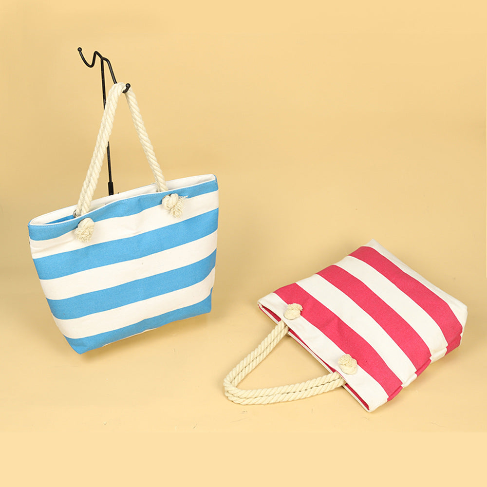 New Cross-border Beach Bag Striped, Foreign Trade Leisure Bag Amazon Armpit Bag Women's Shoulder Bag Women's Canvas Bag