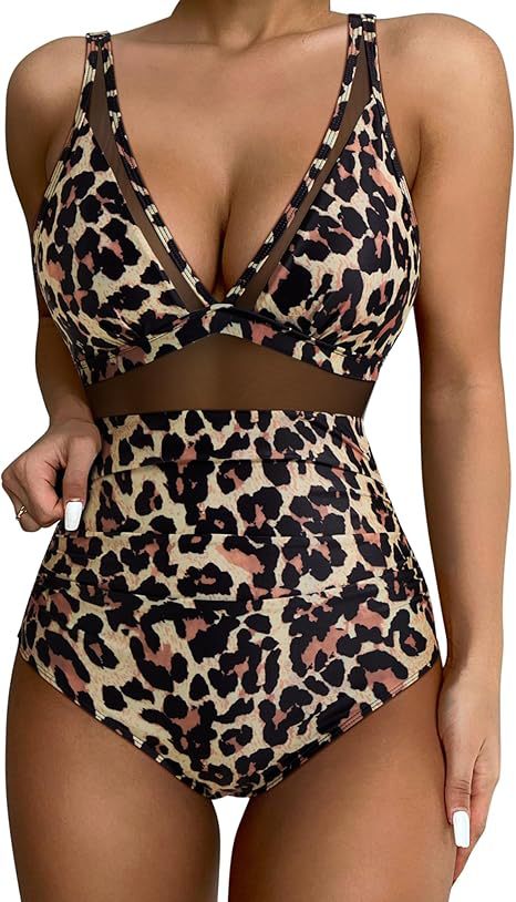 New European and American Foreign Trade Cross-border High-waisted One-piece Swimsuit Women's Tight and Sexy Amazon Hollow Popular Spot Swimsuit