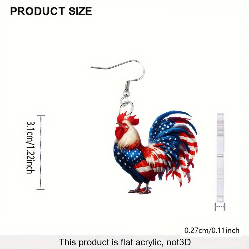 Acrylic Earrings 2025 American Flag Independence Day Flat Party Hot Sale Acrylic Chicken Earrings Earrings