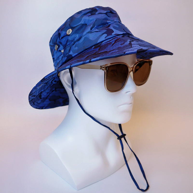 Big Eaves Camouflage Visor Custom Logo Printing Embroidery Spot Outdoor Fishing Climbing Bucket Hat Men's Polyester Material