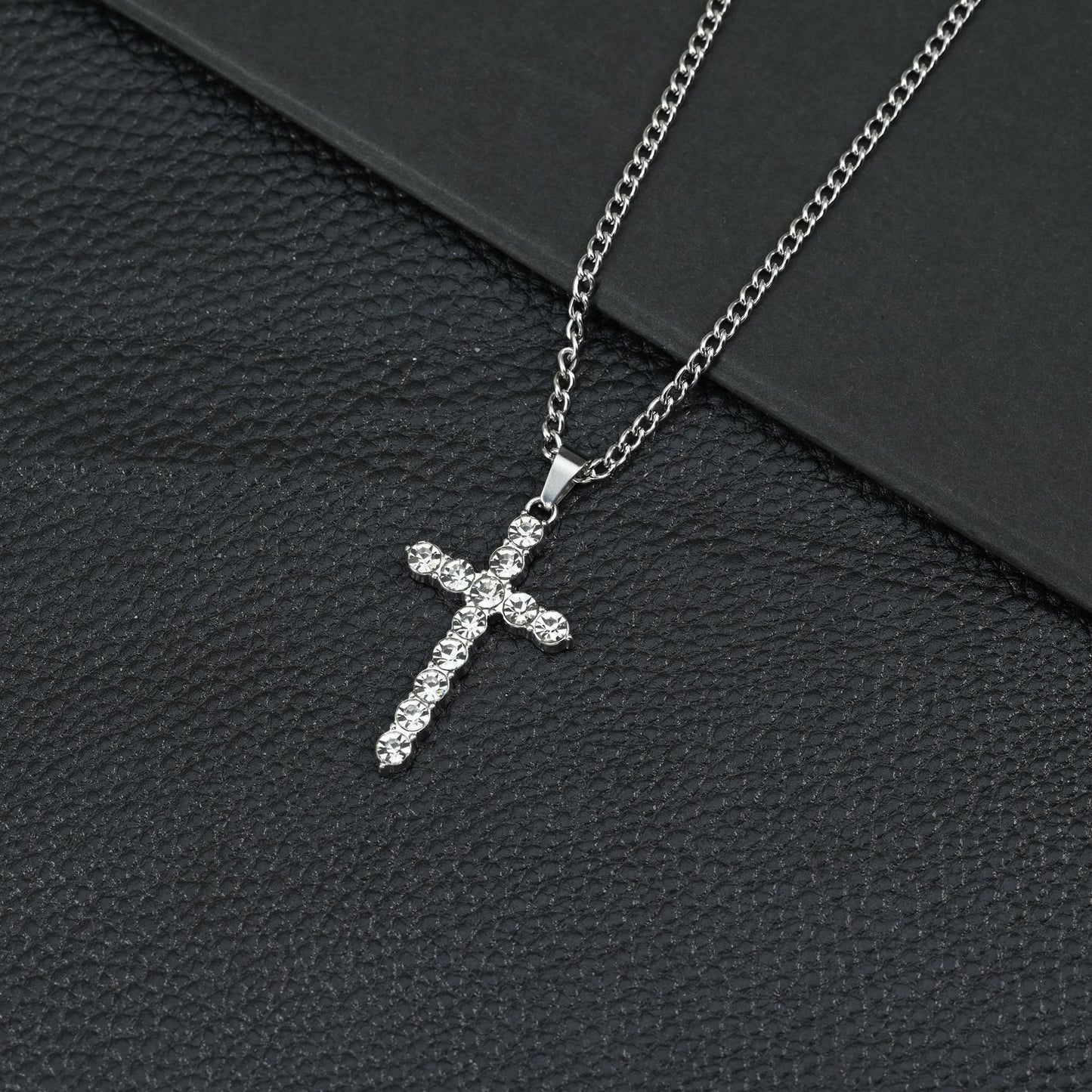 Hip Hop Necklace Jewelry Men's Popular Street Cross Personality Bouncing Alloy Pendant Sweater Chain Wholesale