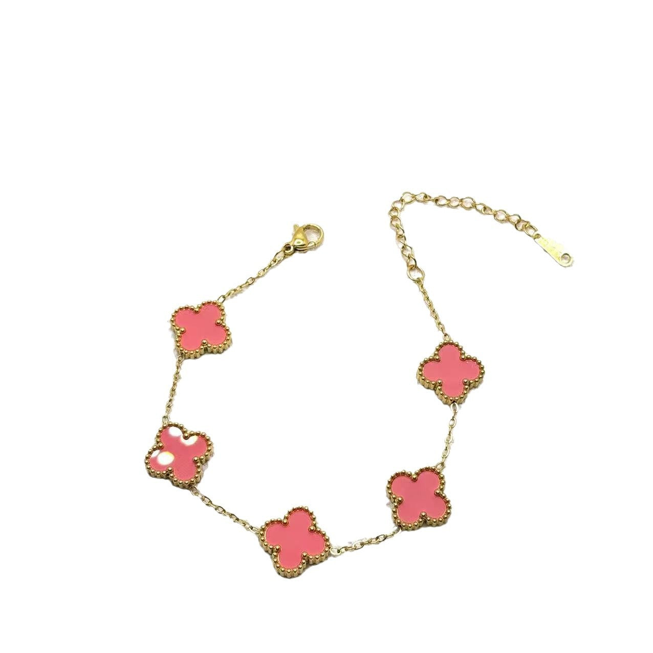 Explosive Lucky Four-leaf Clover Bracelet Titanium Steel Double-sided Fritillary 18K Stainless Steel Korean Version Versatile Factory Direct Sales