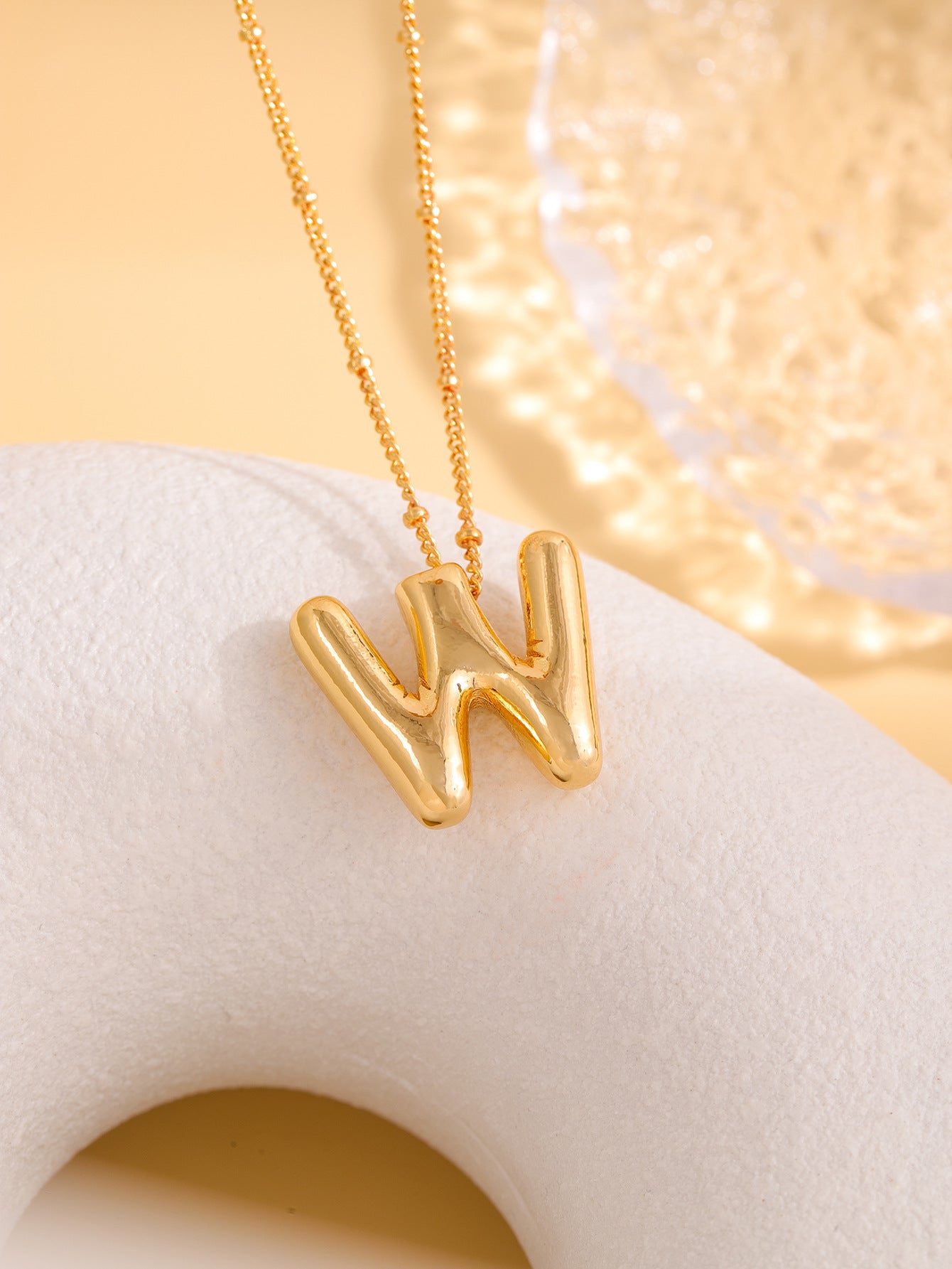 Hot-selling Balloon Glossy Letter Necklace Chubby Pendant European and American Fashion Simple Collarbone Chain