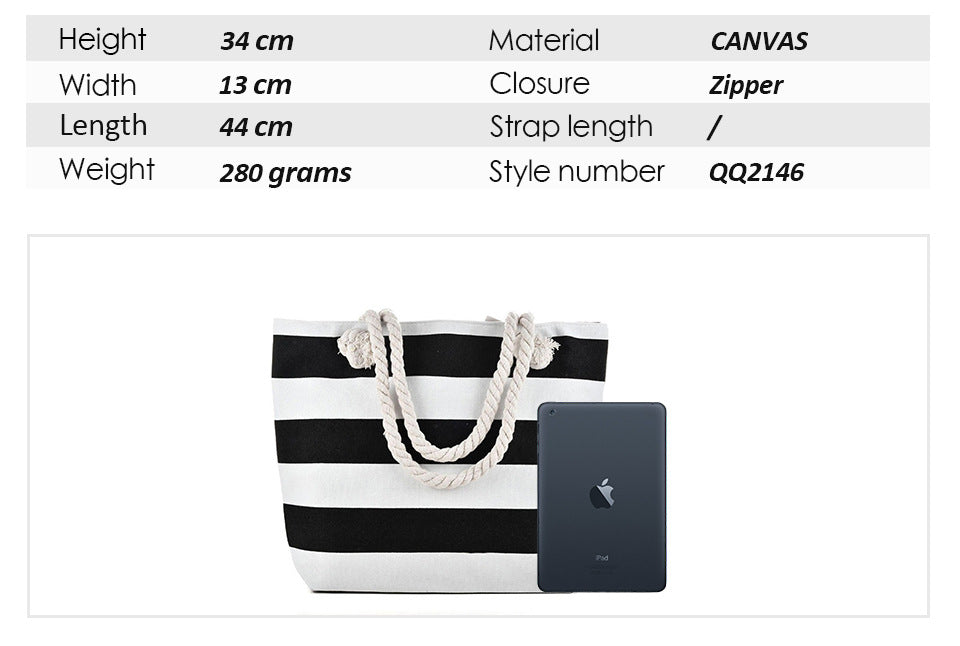 New Cross-border Beach Bag Striped, Foreign Trade Leisure Bag Amazon Armpit Bag Women's Shoulder Bag Women's Canvas Bag