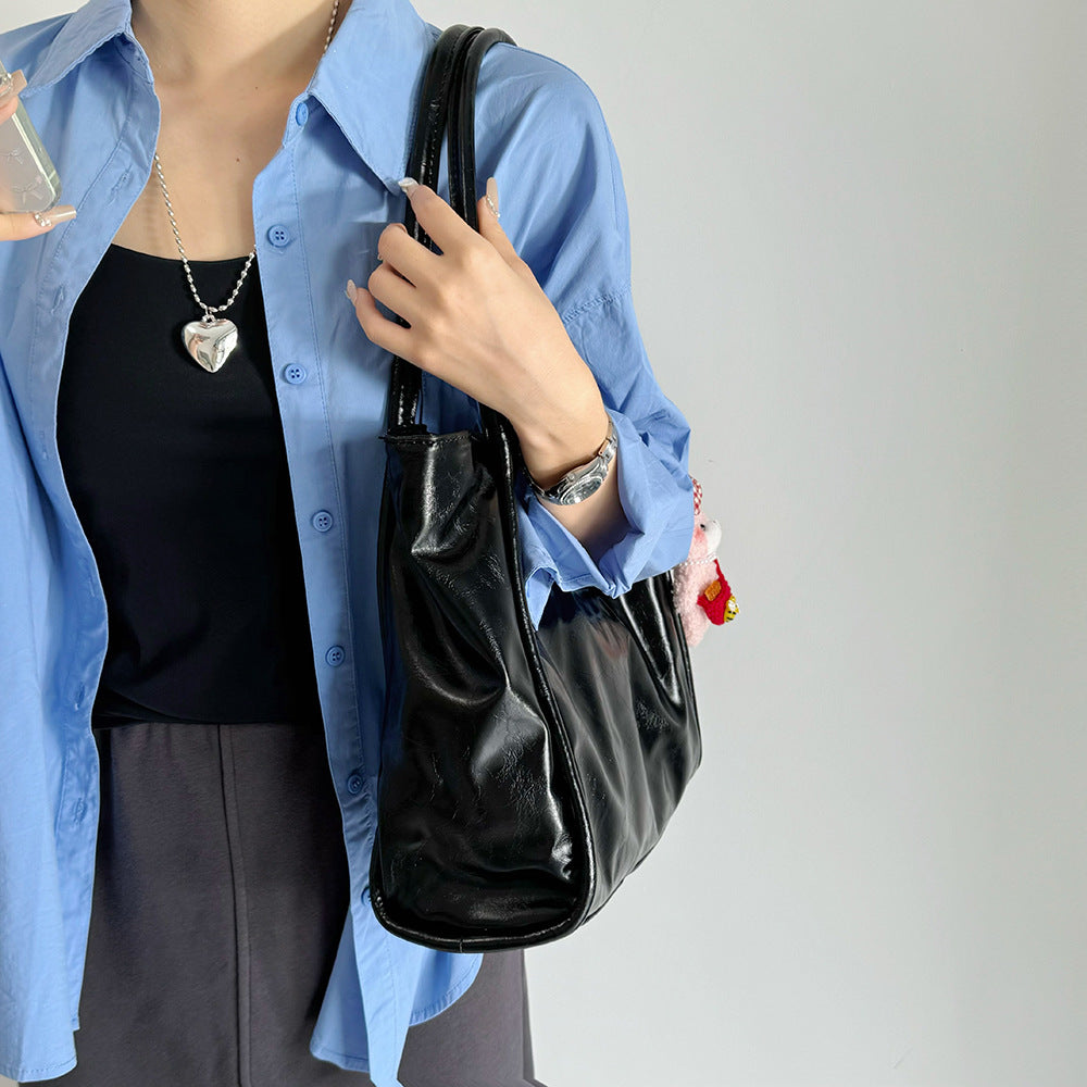 Foreign Trade Cross-border Bag Women's New Hand-held Shoulder Large-capacity Versatile Leisure Underarm Bag Commuter Campus Tote Bag