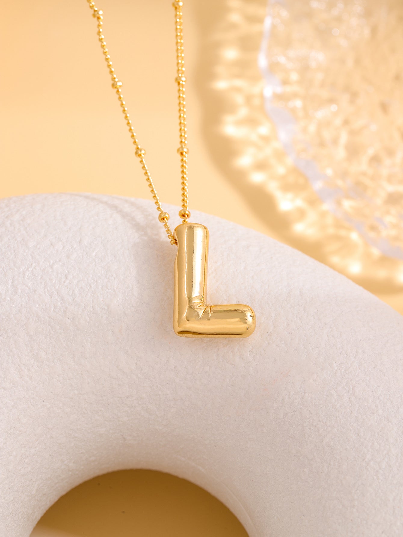 Hot-selling Balloon Glossy Letter Necklace Chubby Pendant European and American Fashion Simple Collarbone Chain