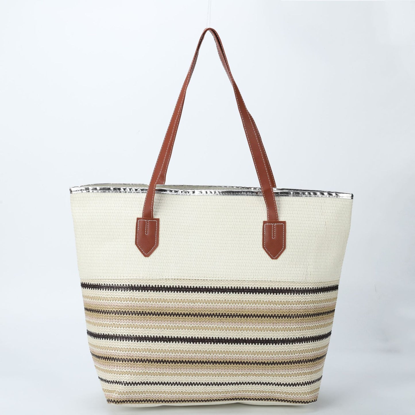 New Cross-border Beach Bag Striped, Foreign Trade Leisure Bag Amazon Armpit Bag Women's Shoulder Bag Women's Canvas Bag