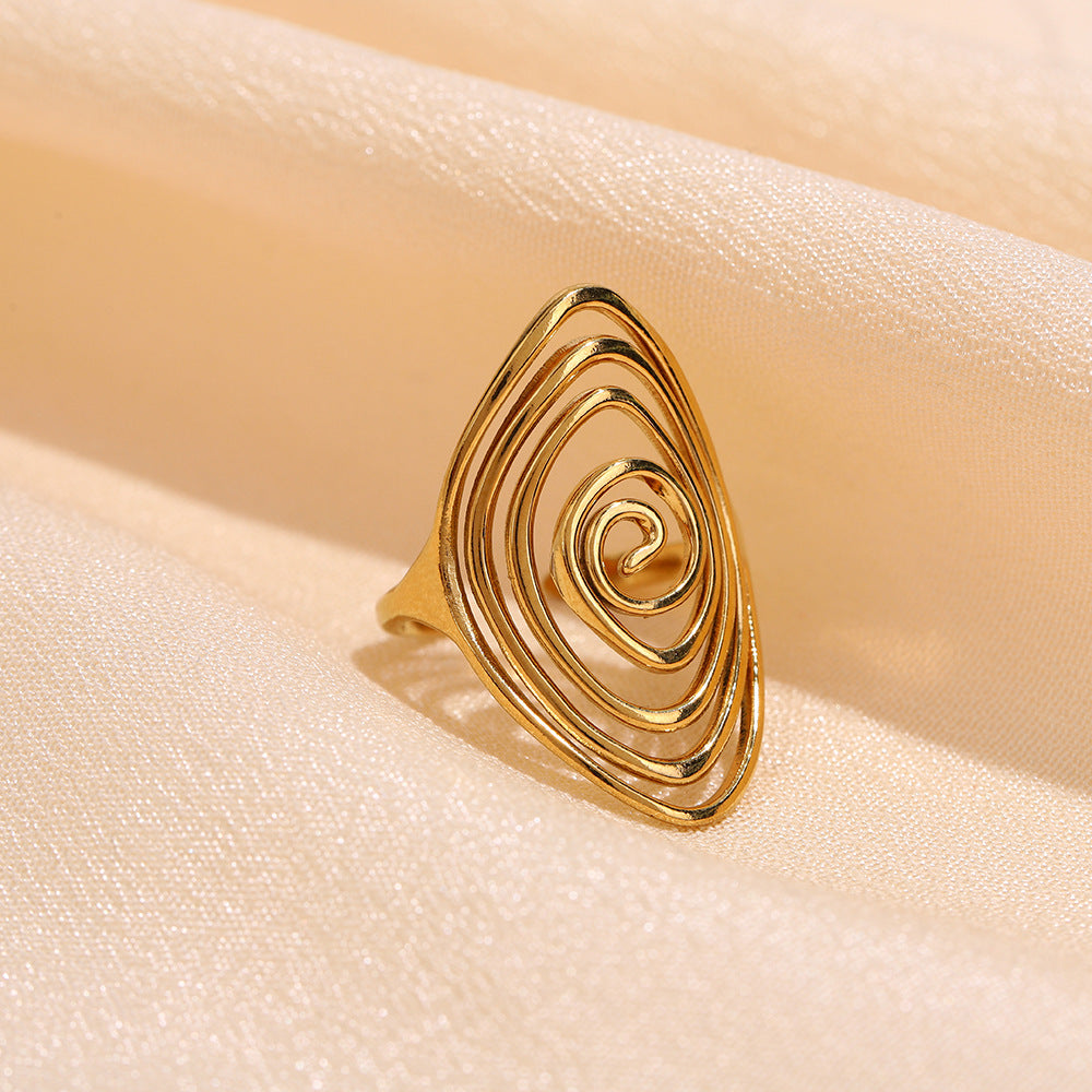 Hot Selling High-grade Stainless Steel Ring Opening Retro Geometric Line Ring Hydraulic Titanium Steel Jewelry Spot