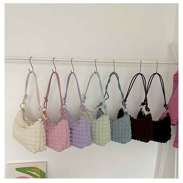 2025 Small Fresh Bubble Bag Women's Soft Folded Underarm Bag Girls Fashion Trend Shoulder Bag Korean Version Jane