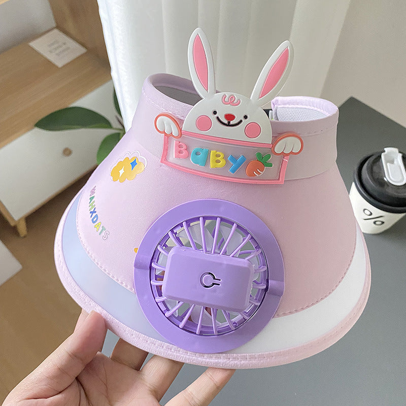 Hot selling Animal Children's Sunscreen Cap Solar Rechargeable Cap New UV Protection Empty Top Sun Hat with Fan